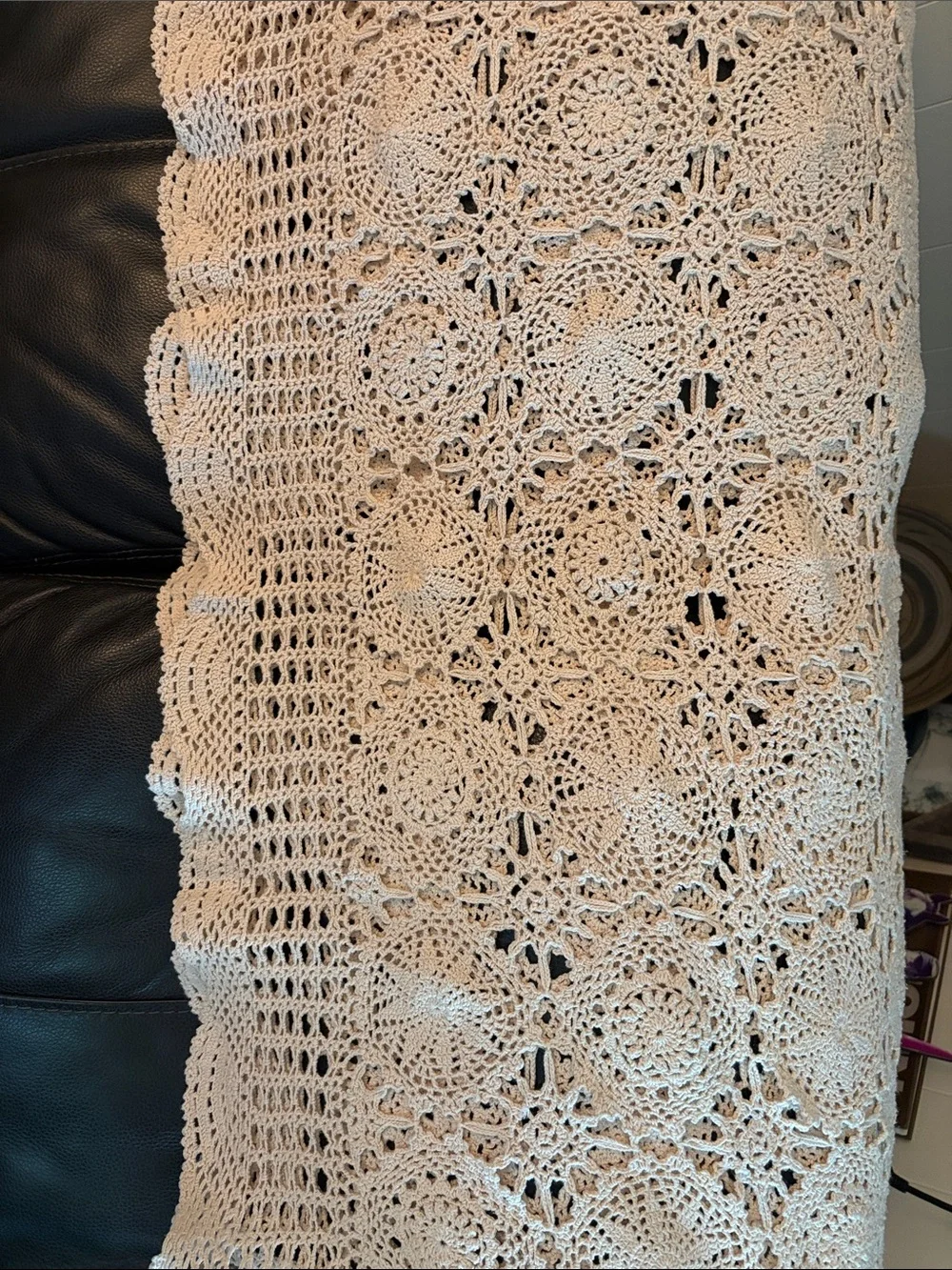 Handmade Crochet Lace Tablecloth - Beige